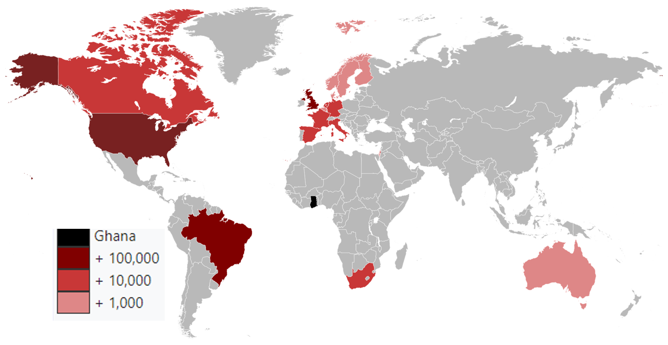 Map of Ghanaian abroad