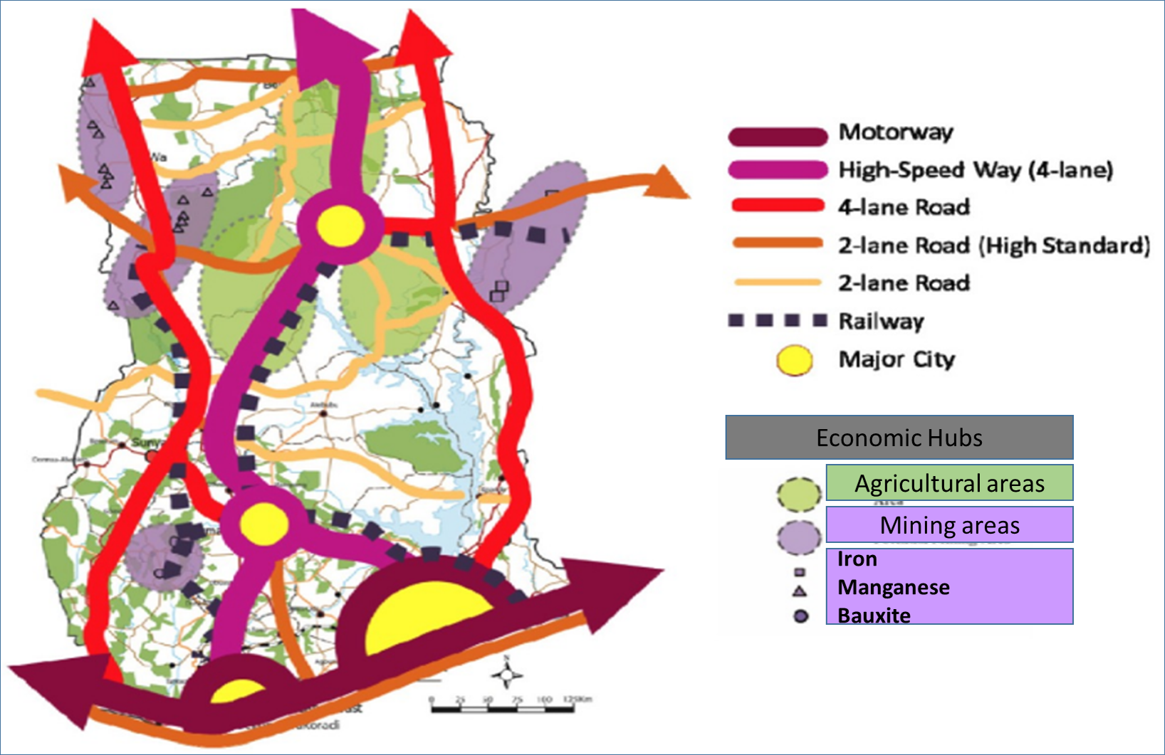 Map with multimodal transport network